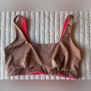 Yitty Headliner Shaping Midi Bralette Pink & Gold Sports Bra Top Size Large
